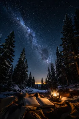 Milky Way Over Quiet Evergreen Forest