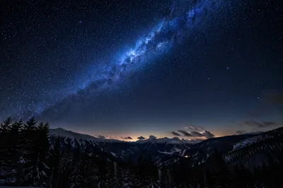 Milky Way Over Evergreen Mountain Valley