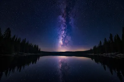 Milky Way Over Evergreen Wilderness Lake