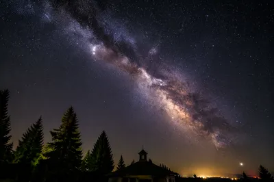Milky Way Over Evergreen Chapel Grove