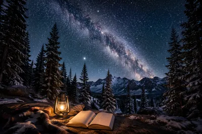 Milky Way Over Evergreen Forest Clearing