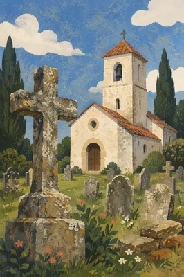 Stone Cross in Evergreen Cemetery