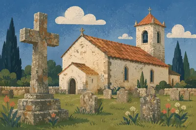 Stone Cross by Historic Church Cemetery