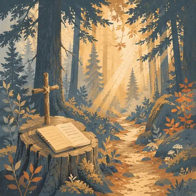 Morning Prayer Path in Evergreen Forest