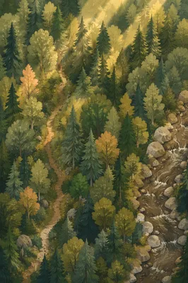 Sunlight Over Evergreen Forest Canopy