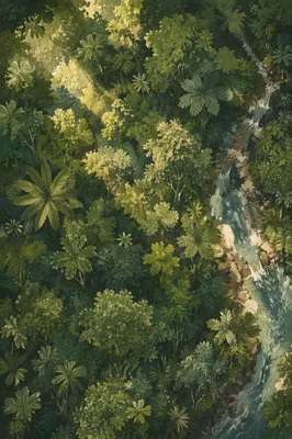 Golden Sunlight Over Evergreen Forest Canopy