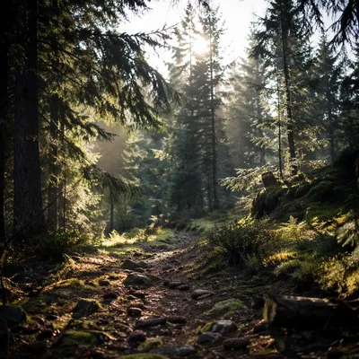 Evergreen Forest Sunbeams of Quiet Hope