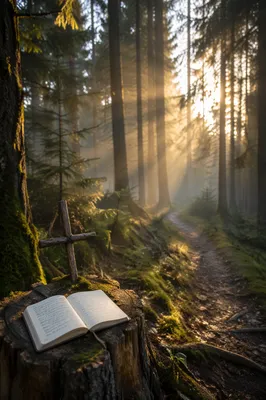 Morning Prayer Path in Evergreen Forest