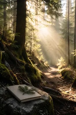 Sunlit Evergreen Forest Path at Dawn