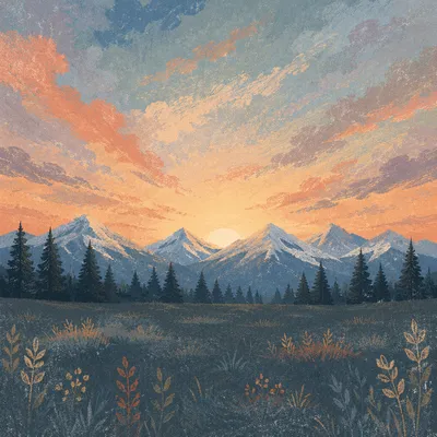 Golden Sunrise Over Evergreen Mountain Wilderness