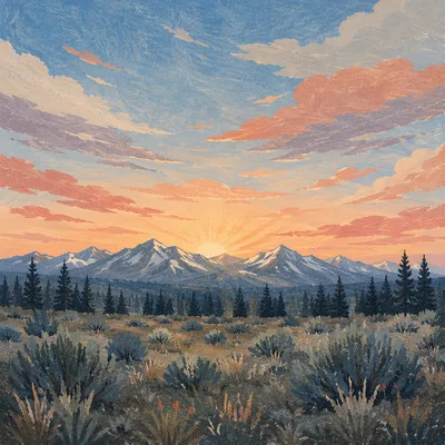 Golden Sunrise Over Evergreen Mountain Wilderness