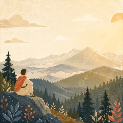 Golden Sunrise Over Evergreen Mountain Ridges