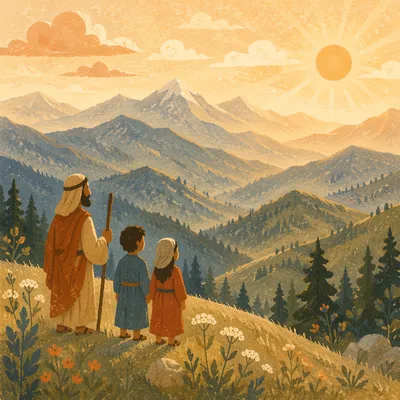 Golden Sunrise Over Evergreen Mountain Range