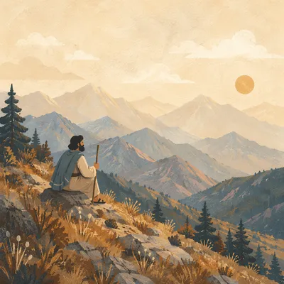 Golden Sunrise Over Evergreen Mountain Range