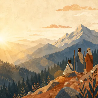 Golden Sunrise Over Evergreen Mountain Range