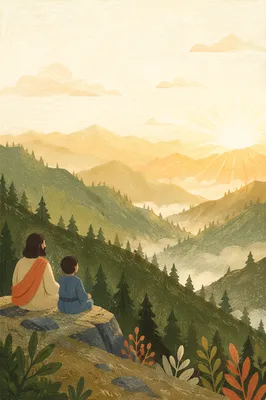 Golden Sunrise Over Evergreen Mountain Ridges