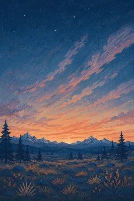 Golden Sunrise Over Evergreen Mountain Range