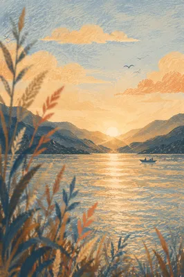 Golden Sunrise Over Evergreen Mountain Lake