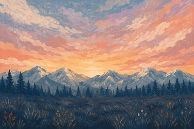 Golden Sunrise Over Evergreen Mountain Wilderness