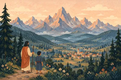 Golden Sunrise Over Evergreen Mountain Valley