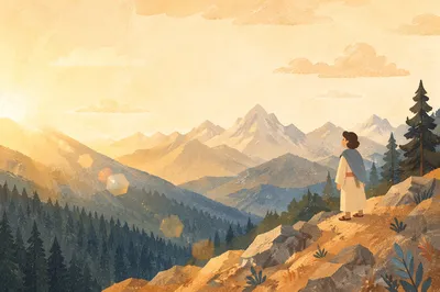 Golden Sunrise Over Evergreen Mountain Range