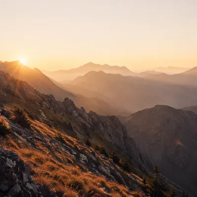 Golden Sunrise Over Remote Mountain Range