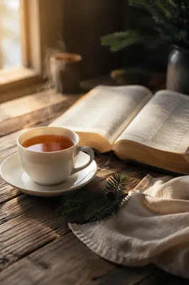 Morning Tea Beside Open Bible