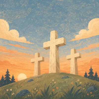 Three Stone Crosses on Sunset Hill
