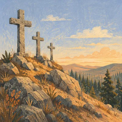 Three Stone Crosses at Sunset Hill