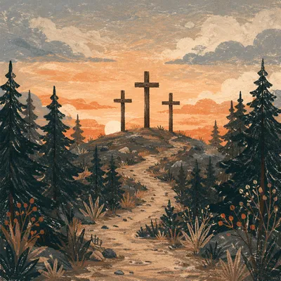 Three Crosses on Evergreen Sunset Hill