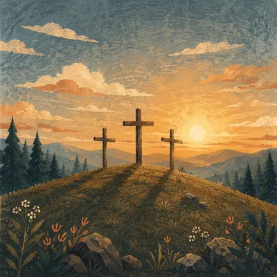 Three Crosses on Evergreen Sunset Hill