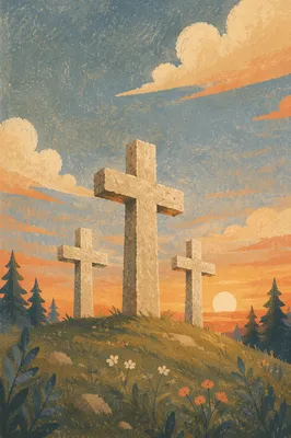 Three Stone Crosses on Sunset Hill
