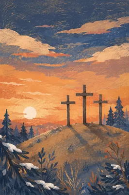 Three Crosses on Evergreen Sunset Hill