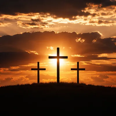 Three Crosses at Golden Sunset Hill