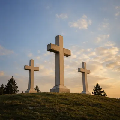 Three Stone Crosses on Sunset Hill