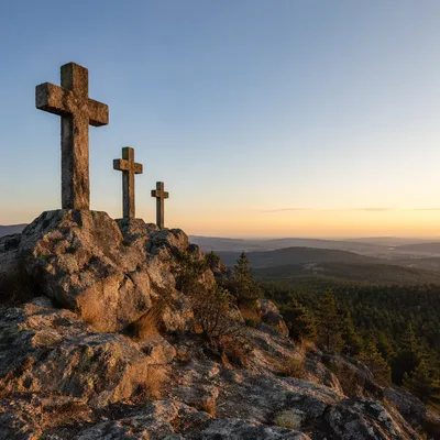 Three Stone Crosses at Sunset Hill
