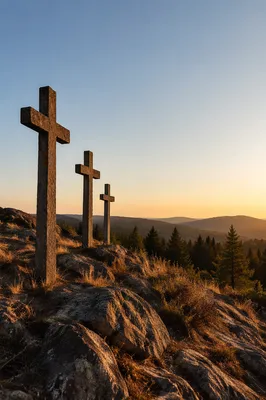 Three Stone Crosses on Sunset Hill