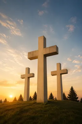 Three Stone Crosses on Sunset Hill