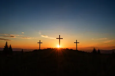 Three Crosses on Evergreen Sunset Hill