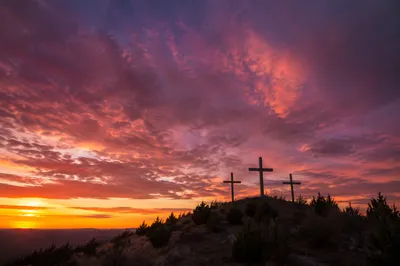 Three Crosses on Evergreen Sunset Hill