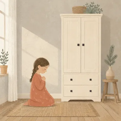 Quiet Prayer Closet with Evergreen Accent