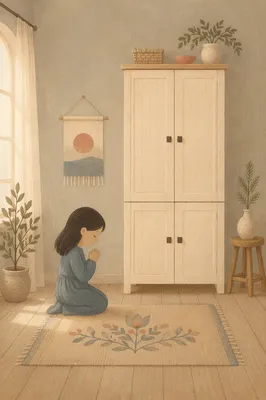 Quiet Evergreen Prayer Closet Interior