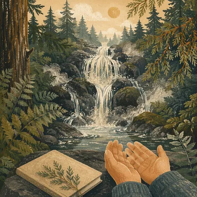 Prayer Beside Hidden Evergreen Waterfall