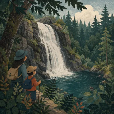 Secluded Evergreen Waterfall Forest Pool