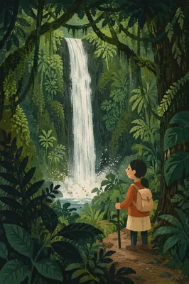 Secluded Waterfall in Evergreen Rainforest
