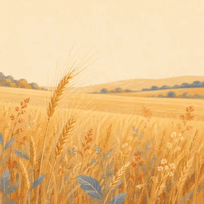 Golden Wheat Harvest Under Cream Sky