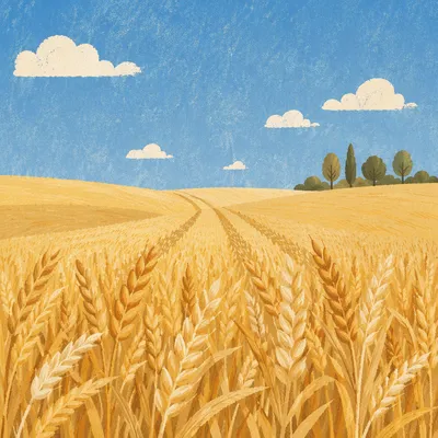 Golden Wheat Harvest Under Clear Blue Sky