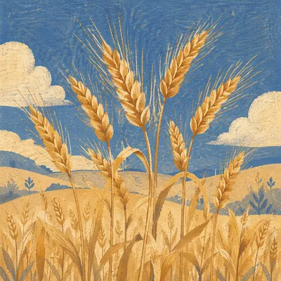 Golden Wheat Harvest Under Cobalt Sky