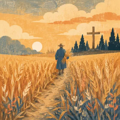 Golden Wheat Harvest Path to Cross
