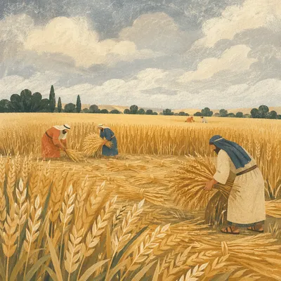Golden Wheat Field Under Soft Cloudy Sky